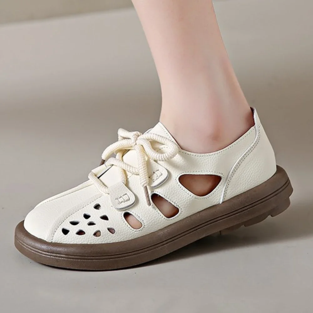 

Genuine Leather Women Shoes Summer Non-slip Mommy Shoes Women Flats Fashion Ladies Casuals Sandals Woman Walking Designer Shoes