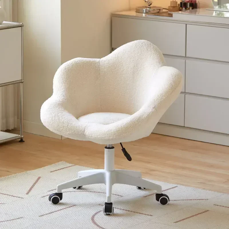 Home Office Chair with Mid-Back Upholstered Modern Tufted Computer Task Chair Swivel Height Adjustable lambswool