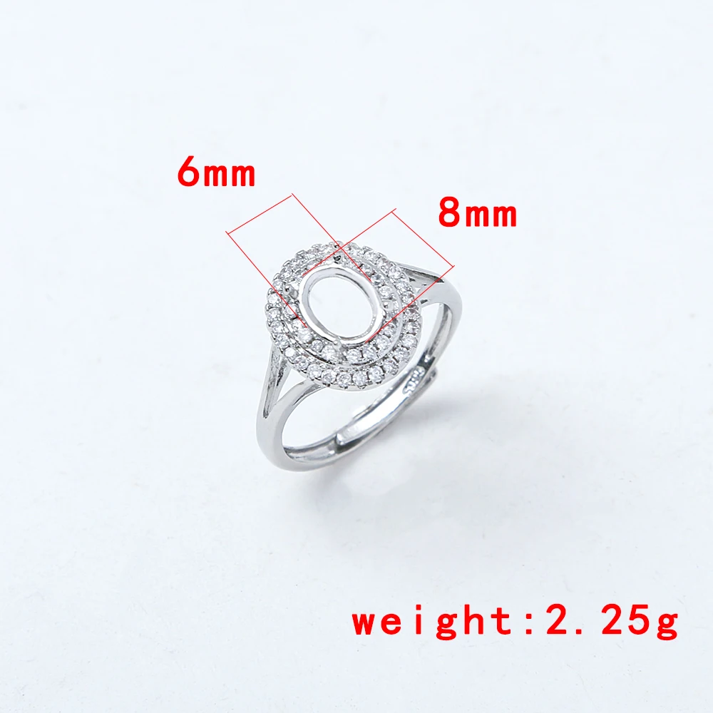 Cubic Zirconia 4 Claw Prong Ring Setting Brass Adjustable Oval 6x8mm Blank Ring Bases Settings Components for DIY Jewelry Making