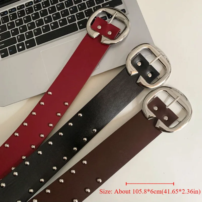 الثقيلة مصمم واسعة حزام للنساء أسلوب فاسق Y2k برشام حزام الخصر فستان القوطية الأمريكية حزام الجينز الشارع الشهير