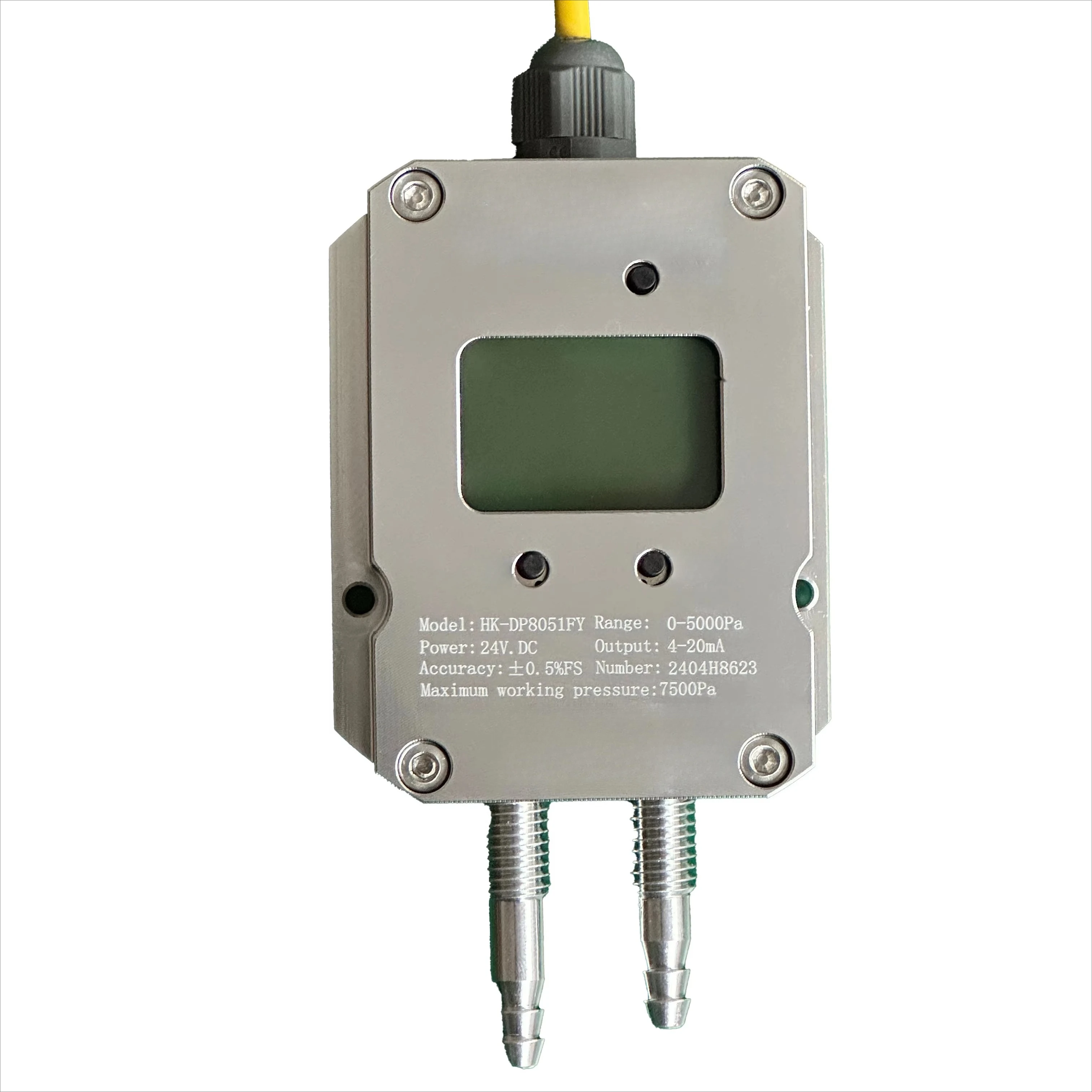 LCD Display 4-20mA Anemometer Differential Pressure Transmitter, MEMS Sensor IP65 Aluminum Alloy Housing