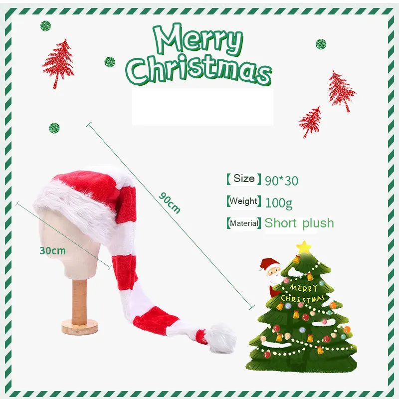 1Pcs Christmas Hats Funny Party Caps Long Striped Felt Plush Elf Hat Holiday Theme Hat Christmas Party Spoof Head Decorations