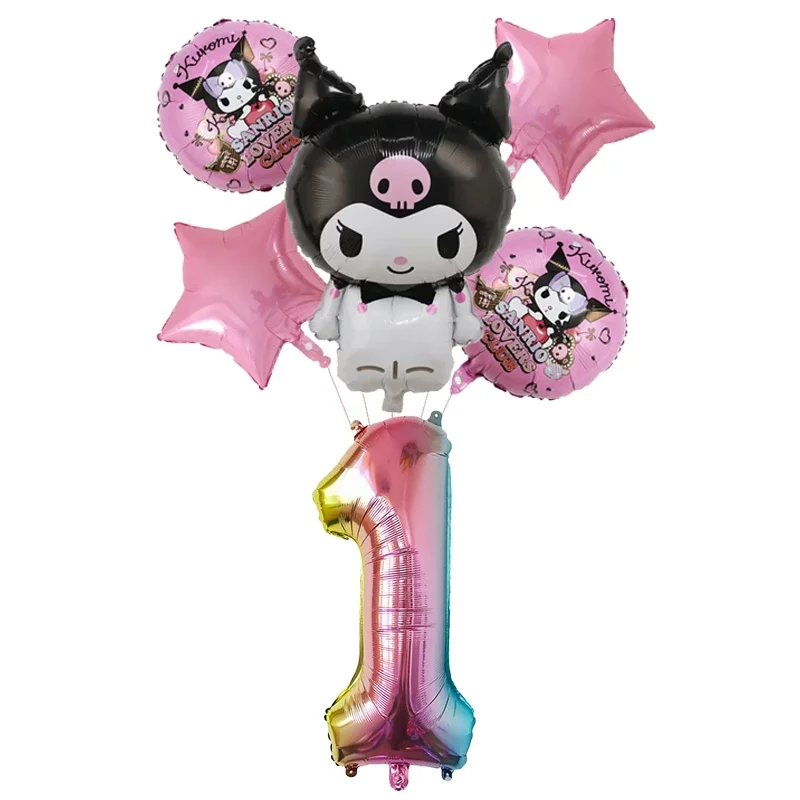 New Sanrio Digital Balloons Set Kuromi Cartoon Characters Palm Aluminum Film Balloon Birthday Party Supplies Ornament Gifts