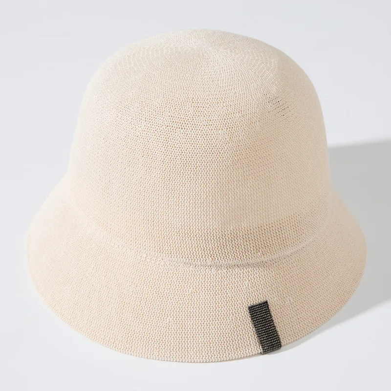 

Summer Washi Knit Bucket Hat Women Sunshade Breathable Sun Hats Embellished