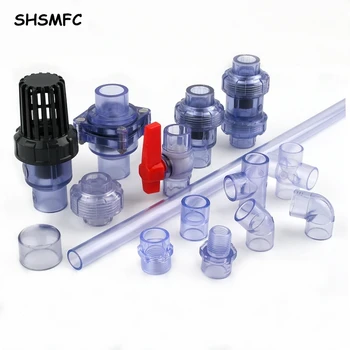 20 ~ 50mm 고품질 파란색 투명 UPVC 파이프 커넥터 정원 물 수족관 물고기 탱크 배수 튜브 피팅 액세서리