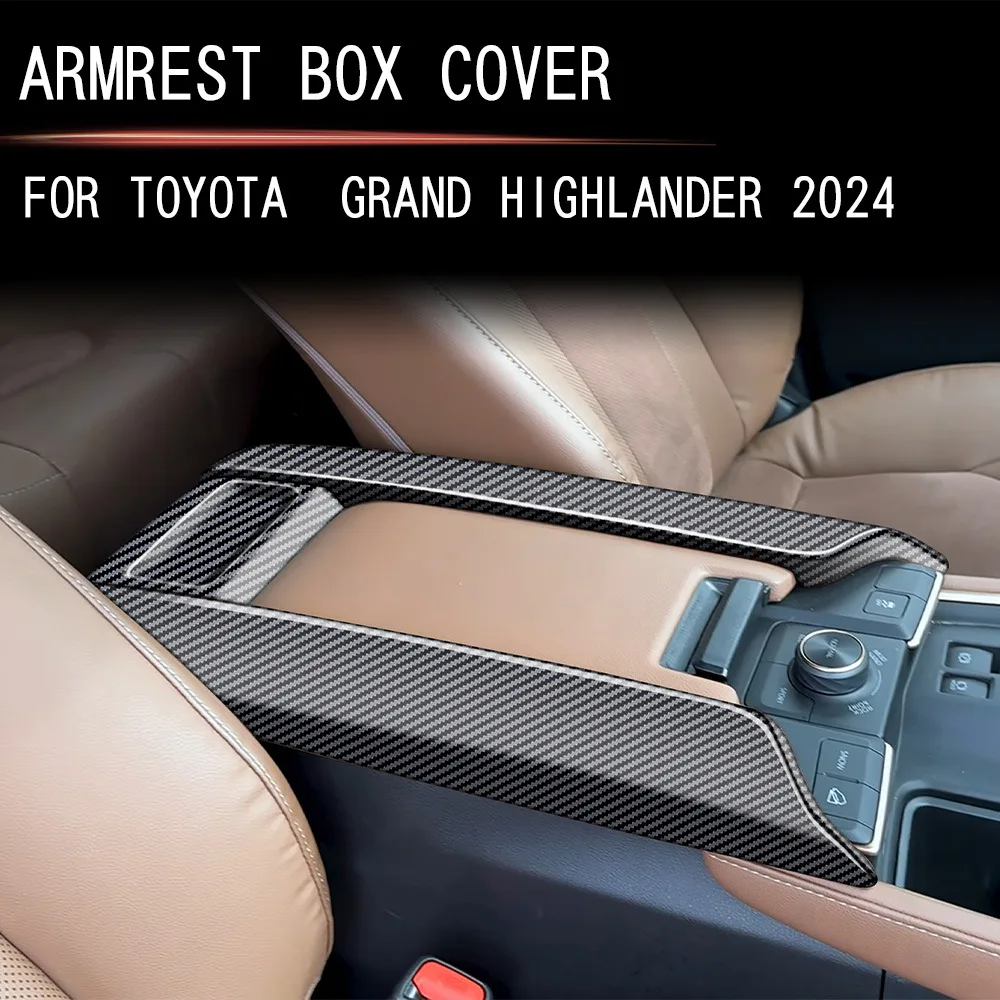 

For Toyota Grand Highlander 2024 2025 Car Center Console Armrest Box Cover Armrest Box Carbon Fiber Trim Sticker