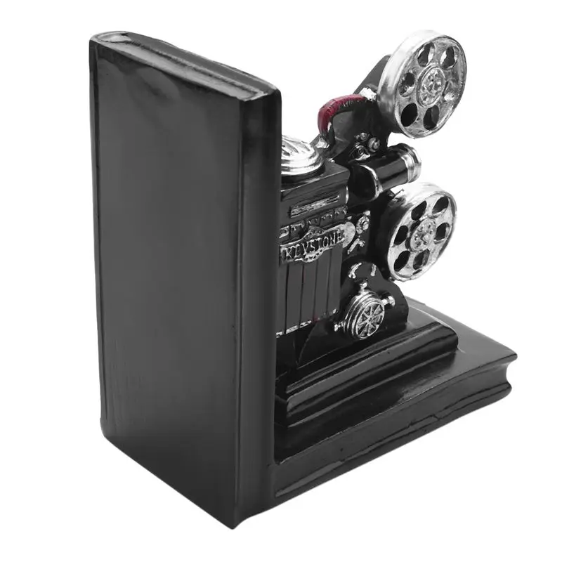 Exquisite-4X Retro Camera Bookend Movie Film Projector Black Silver Collector's Project Creative Bookcase