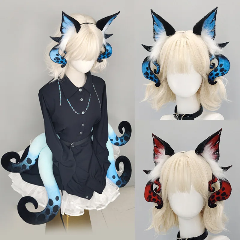 Halloween Cosplay Headdress Anime Accessories Beast Ear HeaddressDiffuse Dark Octopus Sea MonsterTentacle Beast Ear Hair Hoop