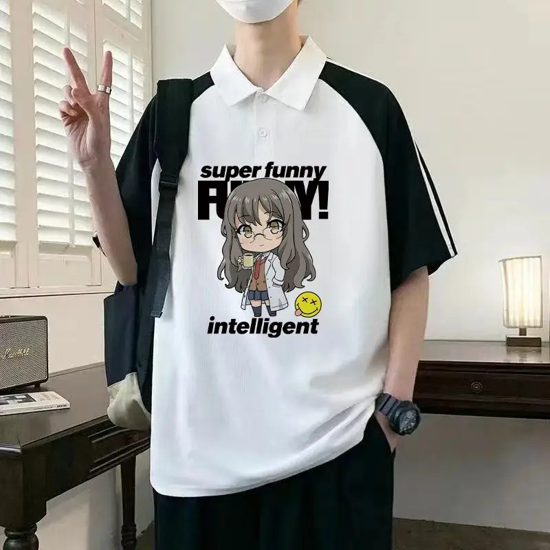 Youthful Pig Head Boy Won't Dream Of Bunny Girl Sakurajima Senpai Turn-Down Collar T-Shirt Anime Unisex Polo Shirt