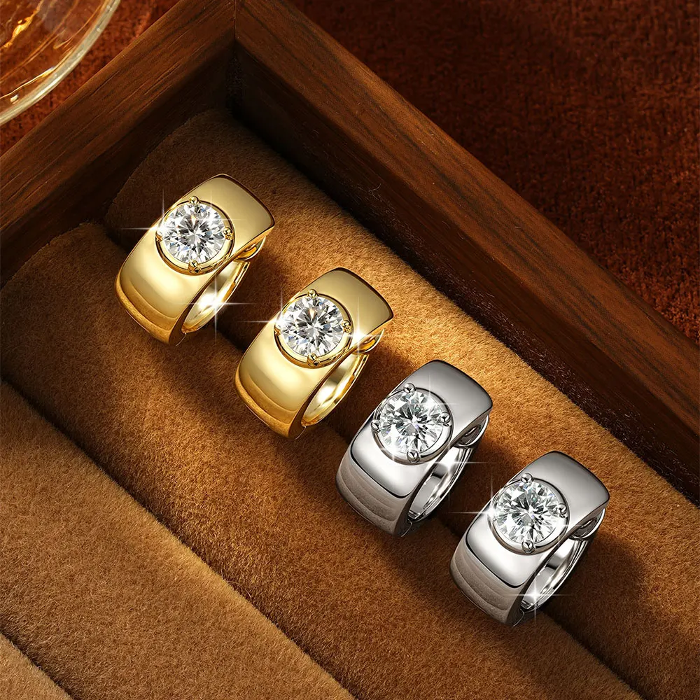 Lnngy zertifizierte 5 mm große Moissanit-Ohrringe, 14 Karat Gold gefüllte Creolen für Damen, Solitär-Labordiamant-Vintage-Schmuck – Detail 3