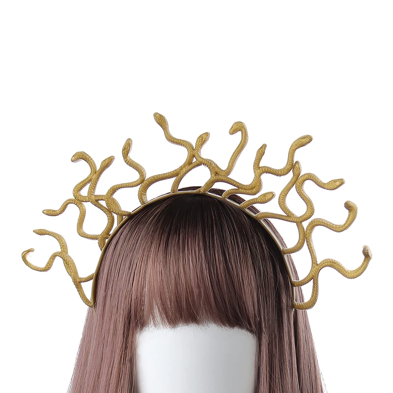 Women Medusa Snake Shape Headpiece Cosplay Girl Headwear Ancient Greek Mythology Headband Halloween Carnival Costume Party Props