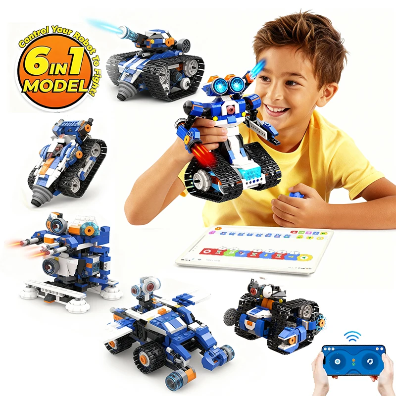 Apitor Kit de robôs STEM com controlo por aplicação, brinquedos para crianças, conjunto educativo para experiências científicas, brinquedos robóticos com codificação técnica