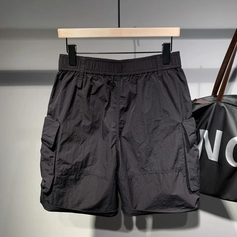 Short Pants for Men Blue Hip Hop with Zipper Mens Cargo Shorts Luxury Designer Wide 2024 Fashion Strech Clothing Homme Beautiful