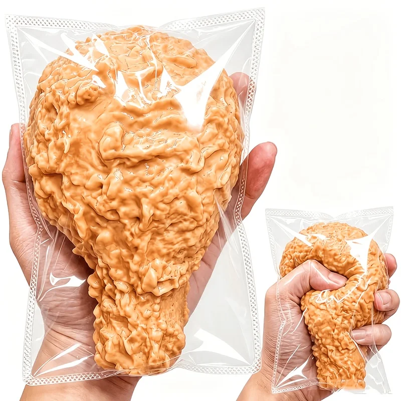 1Pcs Fried Chicken Leg Squeeze Toy, Large Simulation Food Stress Relief Toy, Chicken Leg Squishy Toy, Stretchable & Kneadable Fi