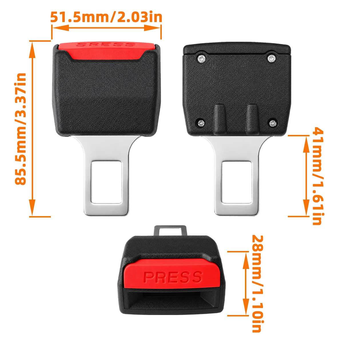2 Stück Auto-Sicherheitsgurt-Verlängerungsclip, Sicherheitssitz-Verschluss, Gurtclip-Verlängerer, einfache Installation, Auto-Zubehör – Detail 6