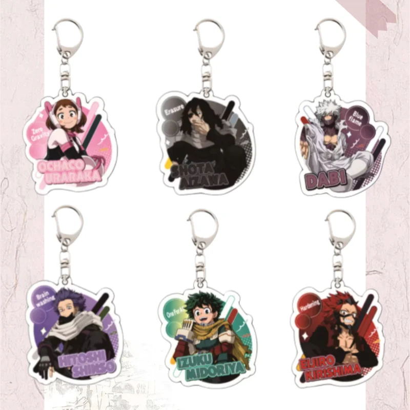 Chaveiro de Acrílico Anime para Bolsa, Pingente My Hero Academia Dabi Hitoshi Shinso Izuku Midoriya, Versão Q, Presente Exquisito para Fãs