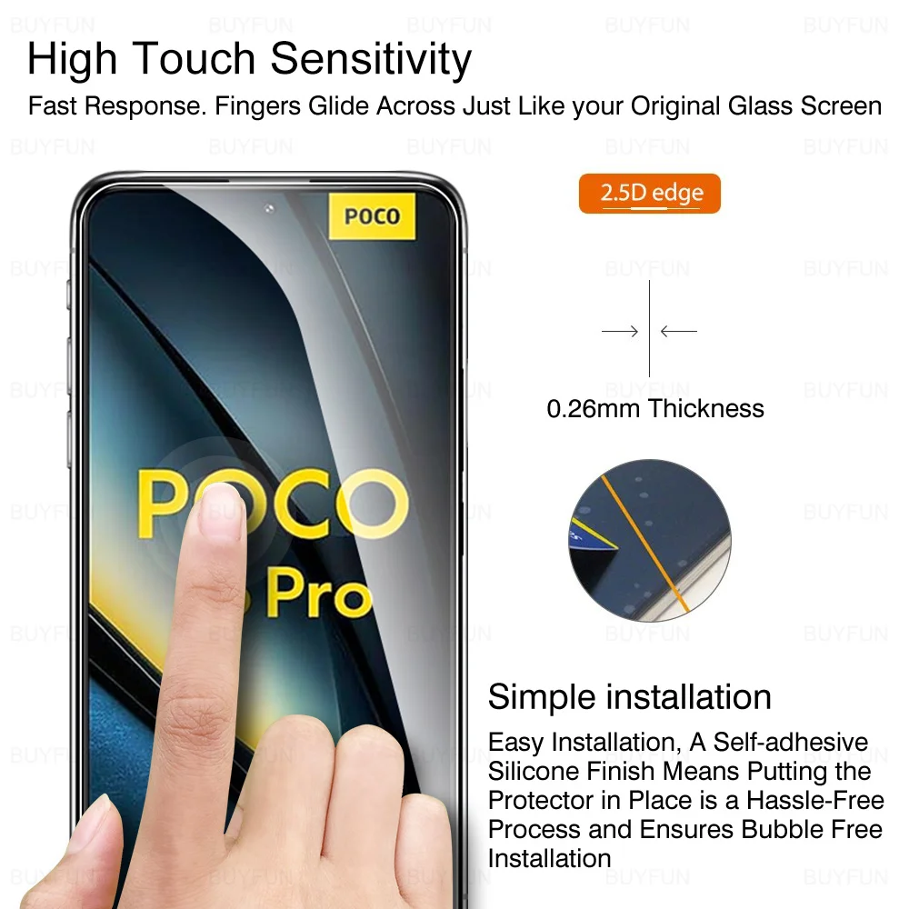 샤오미 Poco 보호 유리, 샤오미 Poco F6 Pro x6Pro 용 강화 유리 스크린 보호대, F5 X5 Pro F6Pro X6 Pro 용 유리, 2 개