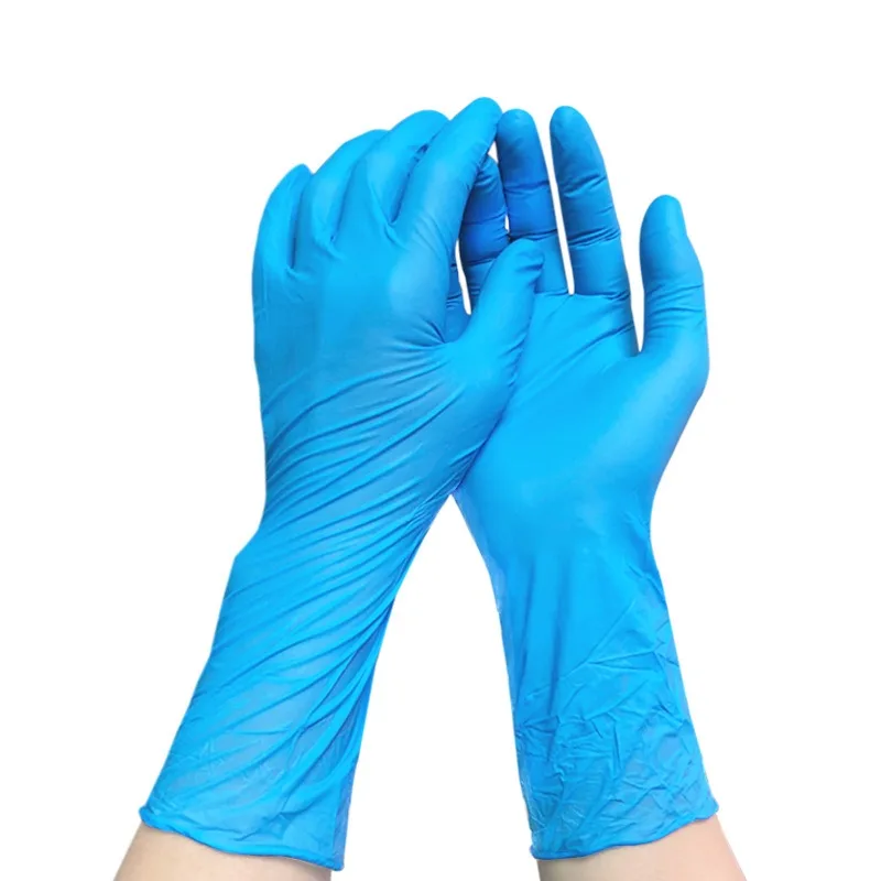 12 Inch Blue Nitrile Gloves Extra Long Thickened Pitted Anti Slip Oil Proof Acid Alkali Resistant Food Grade Nitrile Gloves