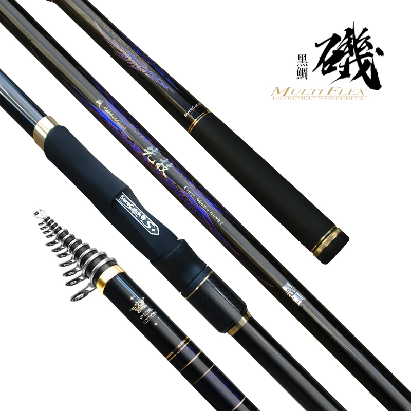 MASCOTTE Japan Quality Rock Fishing Rod 00 06 1.0# 5.3m Imported Titanium Alloy Inclined Rings Telescopic Pole For Black Snapper