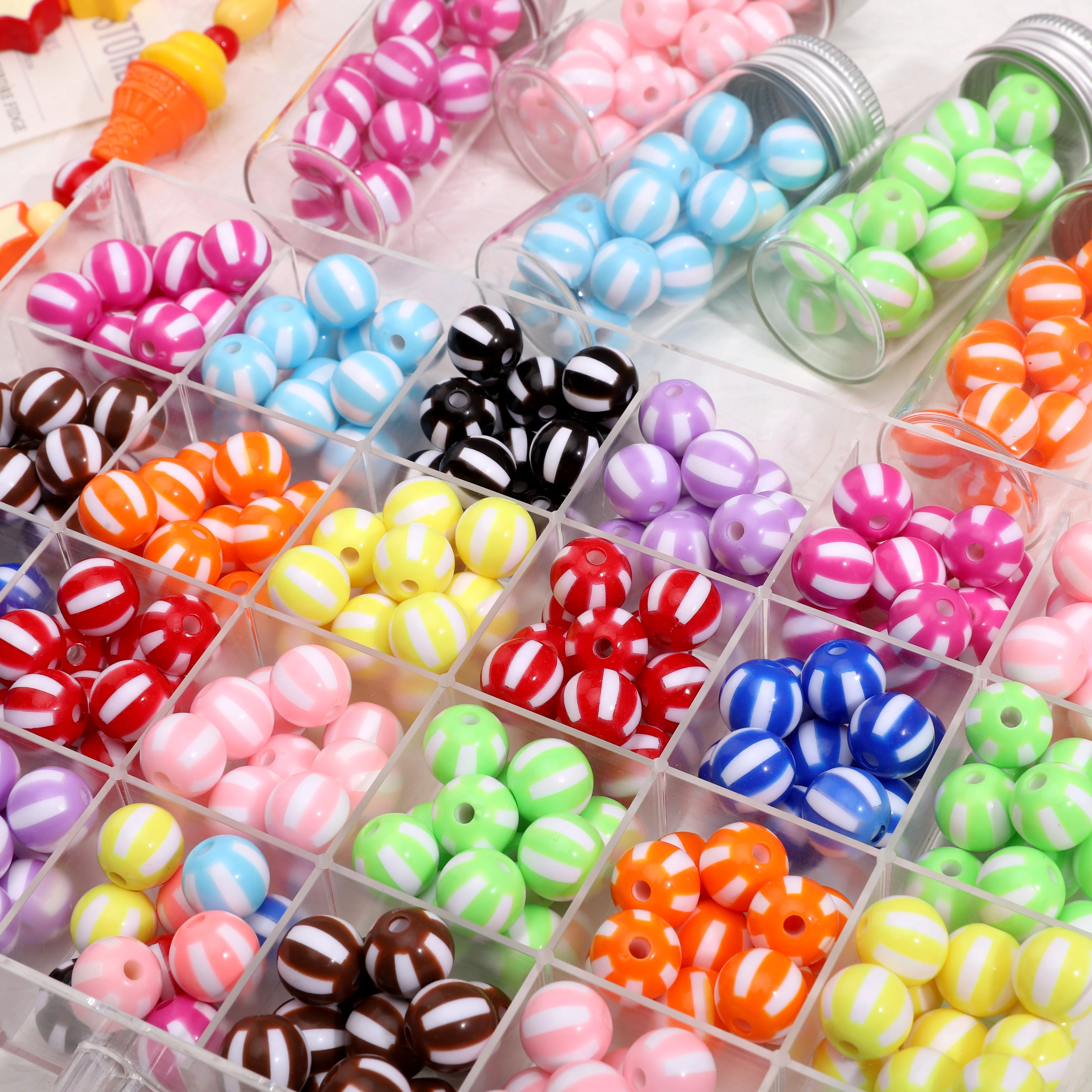 

10-20Pcs 12mm Acrylic Double Color Watermelon Shape Beads Round Loose Spacer Beads For Jewelry Making DIY Bracelet Accessories