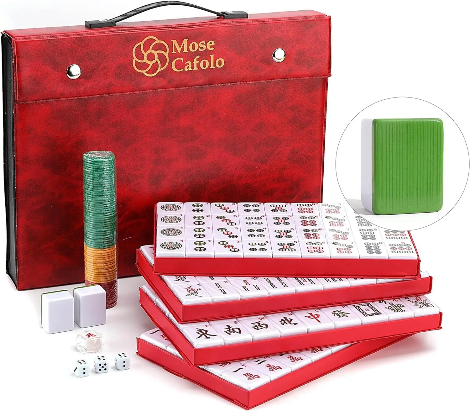 

146 Numbered Large Chinese Mahjong Set with Travel Case, Complete Majiang Tiles for Adults