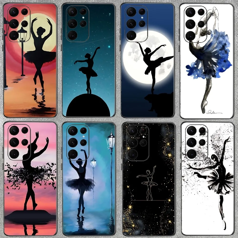 Dance Ballerina Ballet Dancing Phone Case For Samsung Galaxy A52 A12 A51 S21 Edge S22ULTRA S23 S20LITE Plus Ultra Black Cover