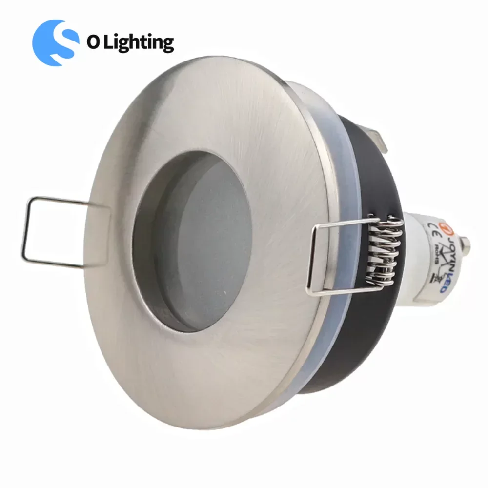 GU10 MR16 Downlight Chrome Ceiling Recessed Lamp with IP65 Waterproof Fitting 70mm Bulb Replaceable Zinc Alloy Glass Lens