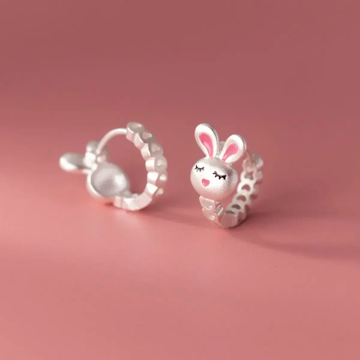 Baby Princess Heart Ear Buckles Cute Rabbit Hoop Earring For Girl Child Woman Beautiful Aros Huggies  Jewelry Accessories