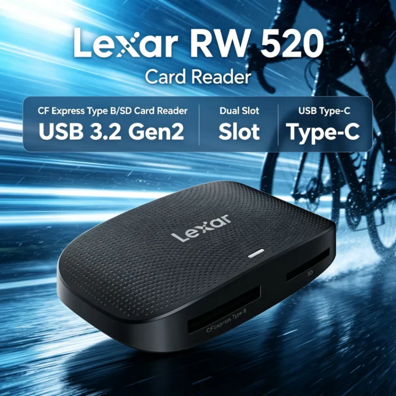 Lexar RW520 Memory Card Reader High Speed CFexpress Type B SD Card Reader USB 3.2 Gen 2 2-in-1 Cable for Camera Data Transfer