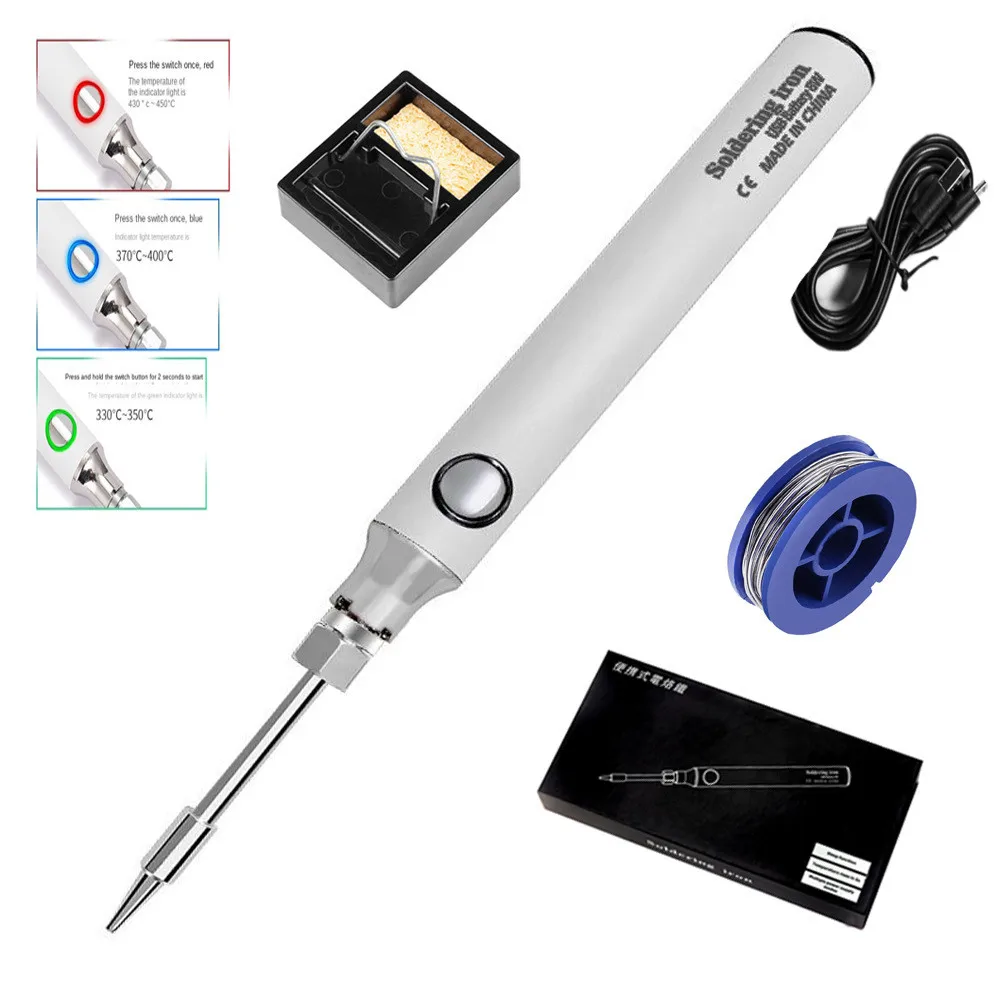 5V 8W Wireless Electric Soldering Iron Set USB Charging Adjustable Temperature Portable Repair Tools With Soldering Station Tips