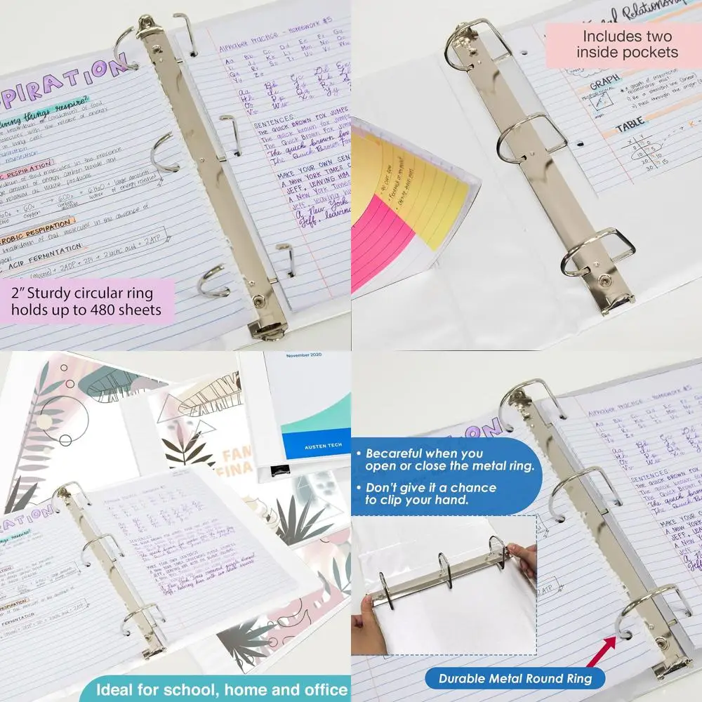 

Папка-скоросшиватель с D-образными кольцами, 2 дюйма, на 480 листов, белая, 12 штук в упаковке, для школы и офиса