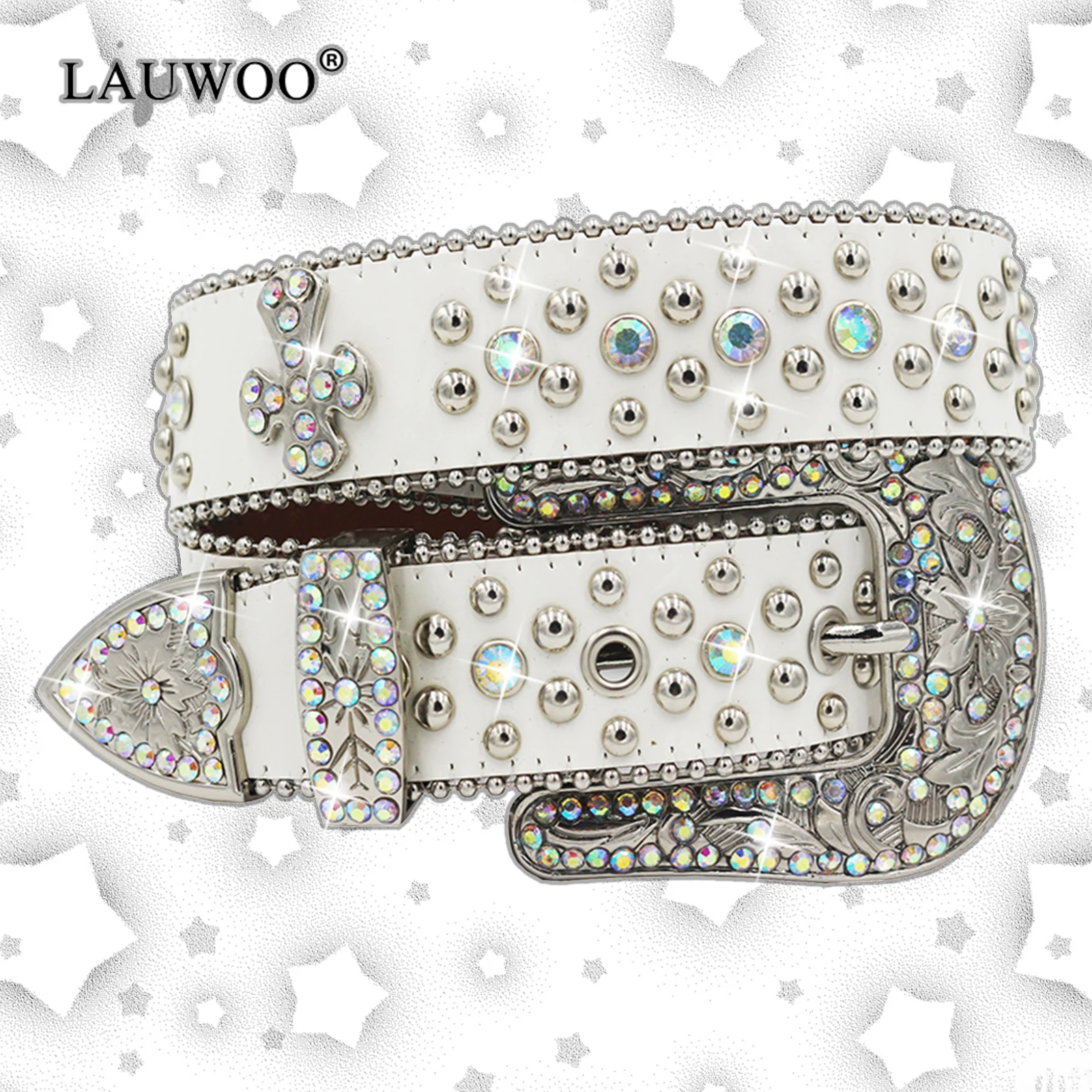 Sparkle Designer Crystal Leather Belt For Jeans Pants Women Men Western Rhinestone Belt Y2K bb Diamond Belt