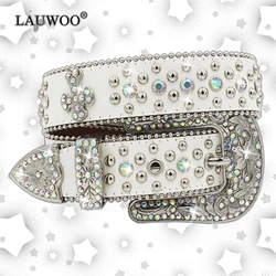 Sparkle Designer Crystal Leather Belt For Jeans Pants Women Men Western Rhinestone Belt Y2K bb Diamond Belt