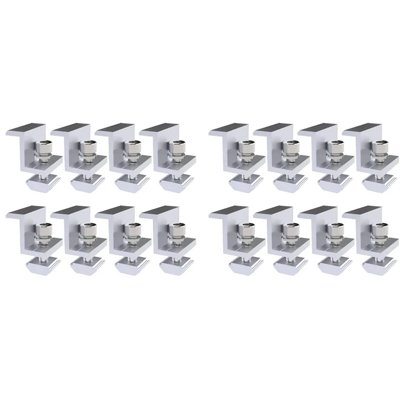 B23B Pack Of 16 Solar Module Brackets, Solar Panel Holder, End Clamp, Adjustable, Fixing Solar Module Holder (35 Mm)
