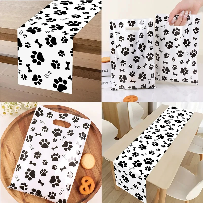 Cute Dog Claw-Shaped Tablecloth, Suitable For Birthday Party Decorations With A Puppy Theme, Washable And Reusable