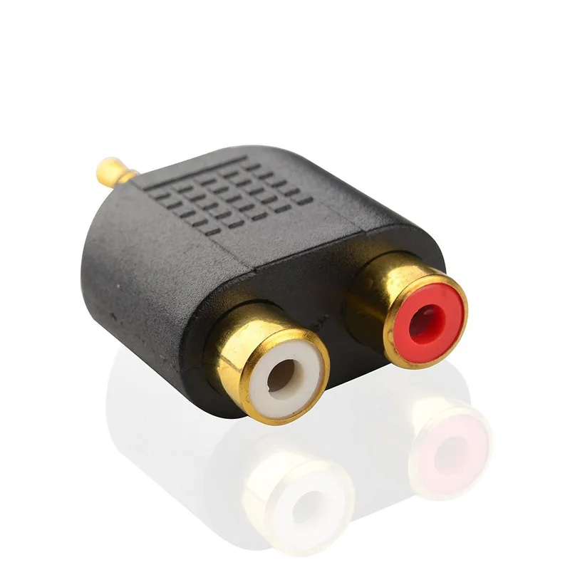 1 szt. Wielofunkcyjny pozłacany adapter audio 3.5mm stereo męski na 2 RCA żeńskie gniazda Y Splitter, złącze 3.5 Jack — zdjęcie produktu 3