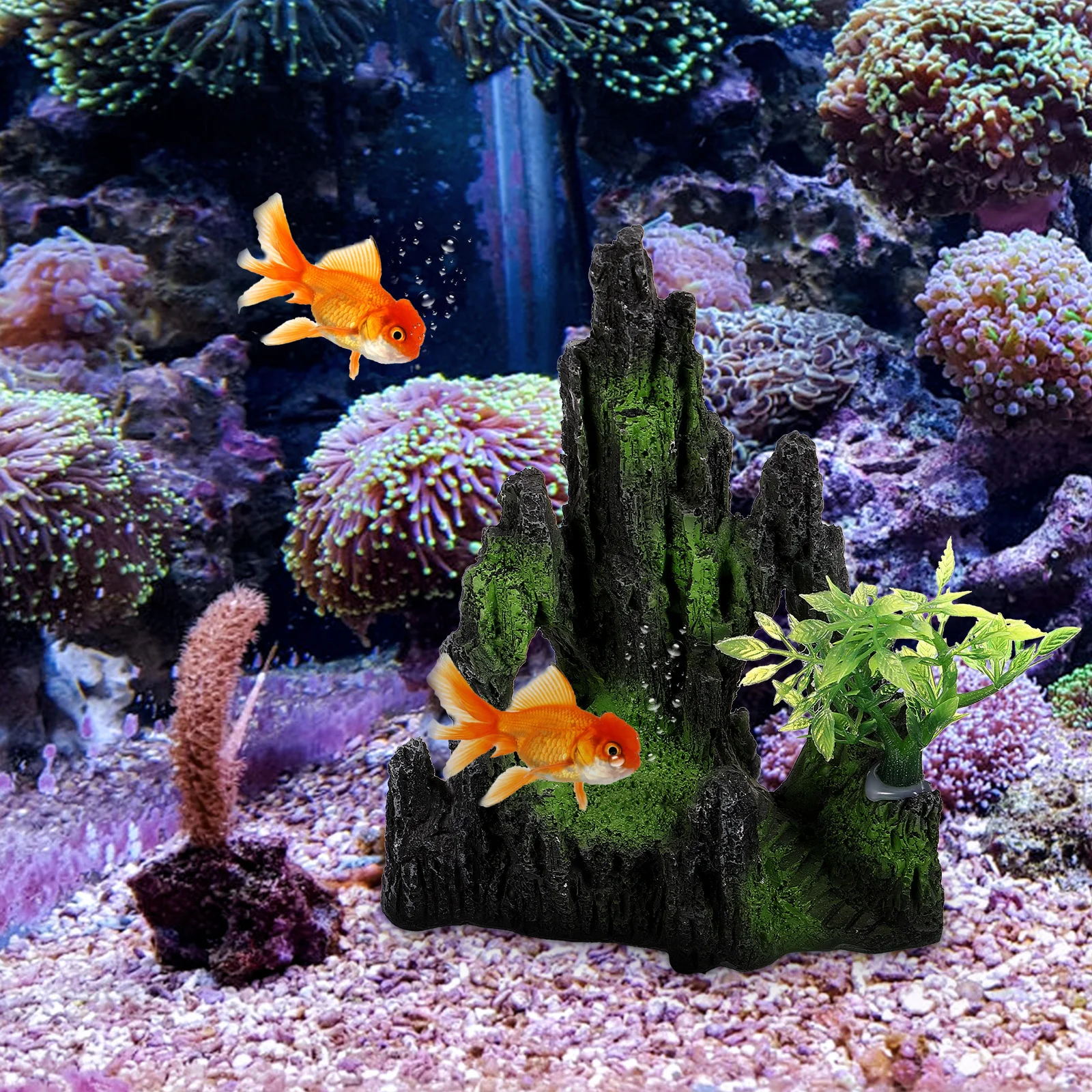 

Durable Fish Tank Mountain Decor Realistic Resin Aquarium Decoration Safe for Fish Plants Tall Aquarium Decorations