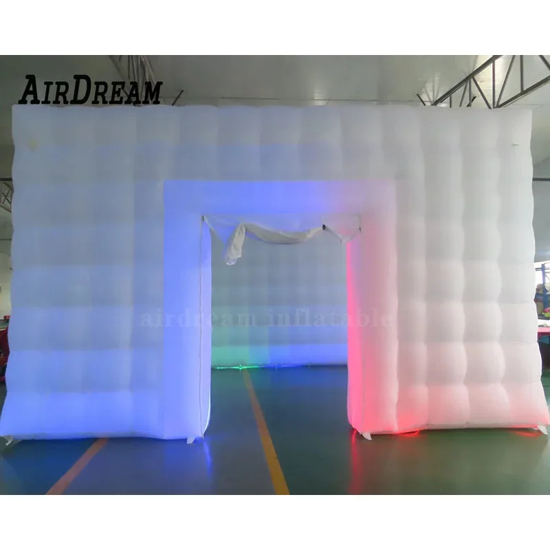 屋外用白色インフレータブルスクエアナイトキューブ大型LEDライト付きインフレータブルパーティーテント、カーニバル広告装飾用、送料無料