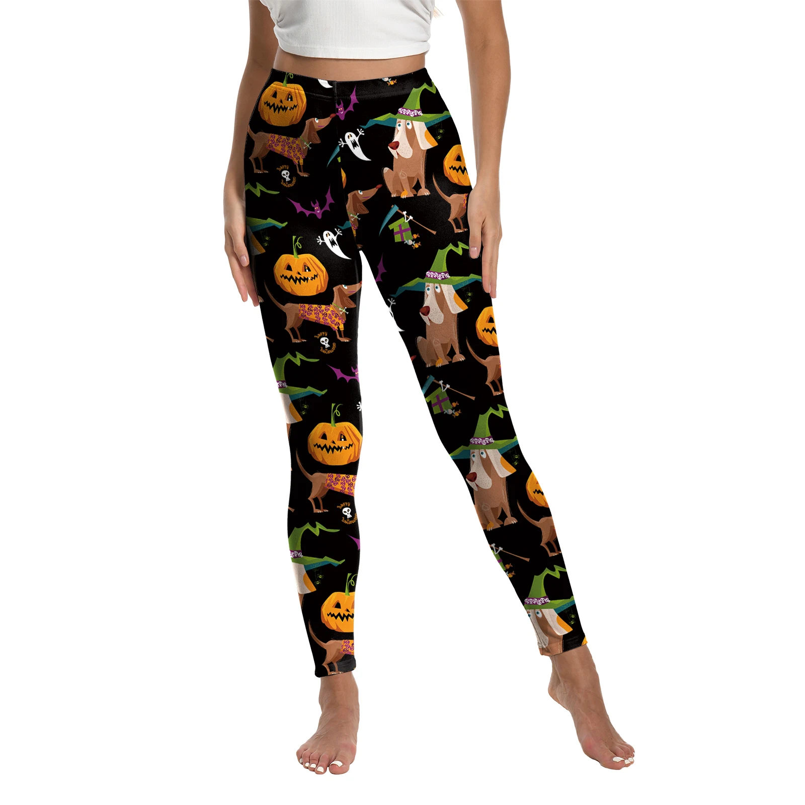 Leggings de yoga para mujer, pantalones ajustados con estampado 3D de calabaza gótica de Halloween, pantalones deportivos de calabaza aterradores