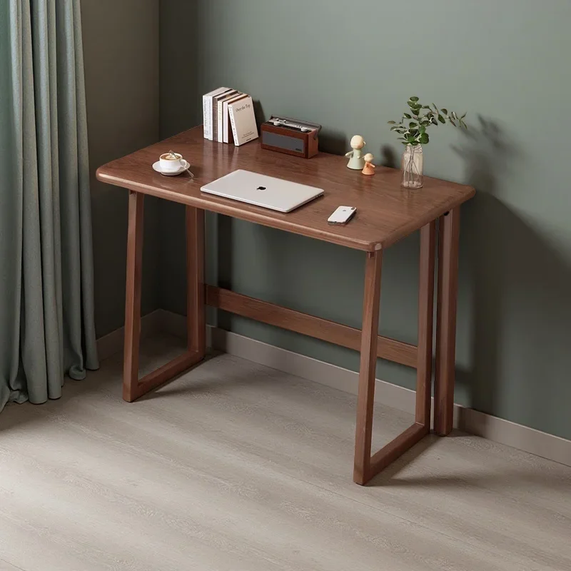 مكتب قابل للطي من الخشب الصلب للمكتب المنزلي - بدون تجميع طاولة كمبيوتر للدراسة ومحطة عمل صغيرة لسطح المكتب بسمك 15 مم #4