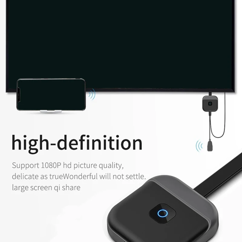 2.4G Wireless Wifi TV Stick Display TV Adapter -Compatible Smart TV Screen Projector 4K 1080P Screen Projector Black Plastic