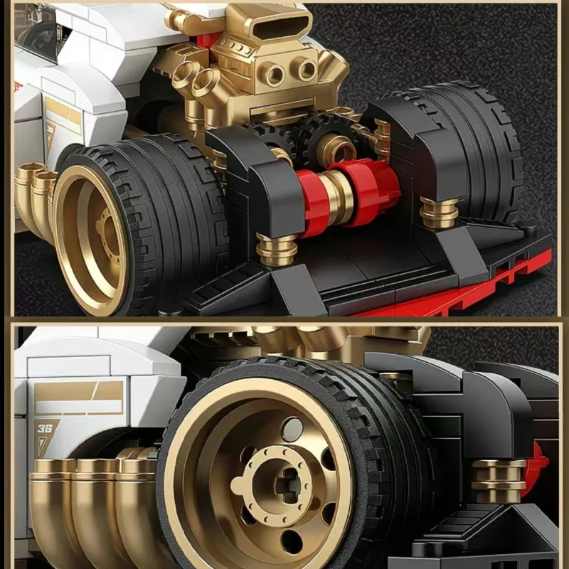 Kit de construção de carro esportivo de corpo largo, mais de 300 peças, modelo de supercar afinado detalhado para colecionadores, brinquedo de exibição de edição limitada para adultos