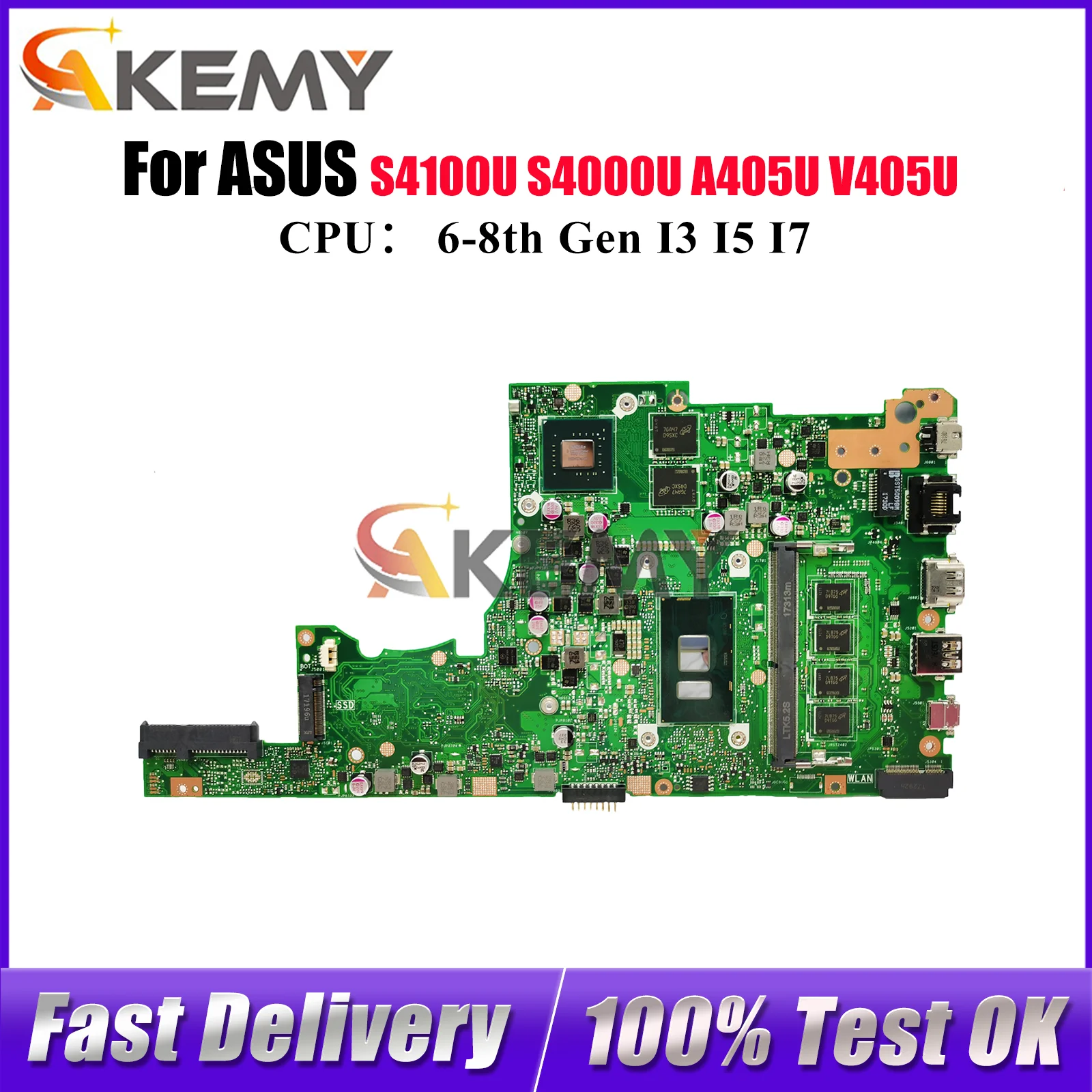 

Материнская плата для ноутбука X405UQ для ASUS X405UQ X405U X405UF X405URP X405UN S405U V405U S4100U A405U S4000U, материнская плата с процессором I3 I5 I7