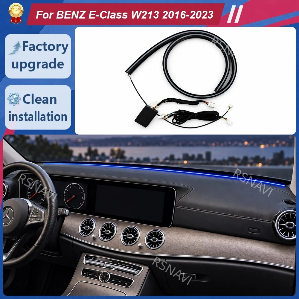 RGB Dashboard Surround Ambient Lighting for Mercedes-Benz E-Class W213 Model Years 2017-2023 Front Windshield Area Interior Trim