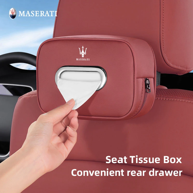 Caja organizadora de pañuelos para coche, accesorios interiores para Maserati Levante Ghibli MC20 Grecale Quattroporte GranTurismo President