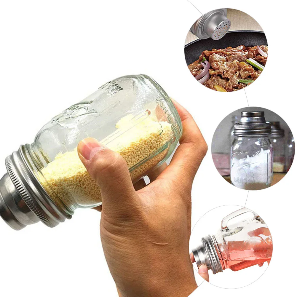 

3Pcs Stainless Steel Jar Shaker Lids Anti-Slip Mason Jar Covers for Salt Pepper Sugar Spices Flour Storage Cocktail Shaker Lids