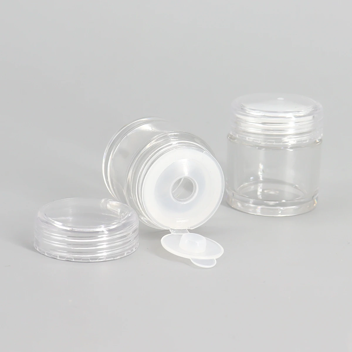 

24 x 5G многоразовая мини-баночка для образцов порошка AS с прозрачной крышкой, косметичка, небольшой пластиковый контейнер для макияжа объемом 5 куб.см