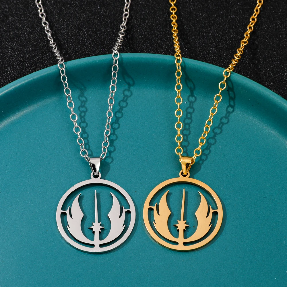 Jedi Order Logo Necklace Fashion Stainless Steel Hollowed-out Pendant Movie Theme Jewelry Accessory for Men And Women view 4