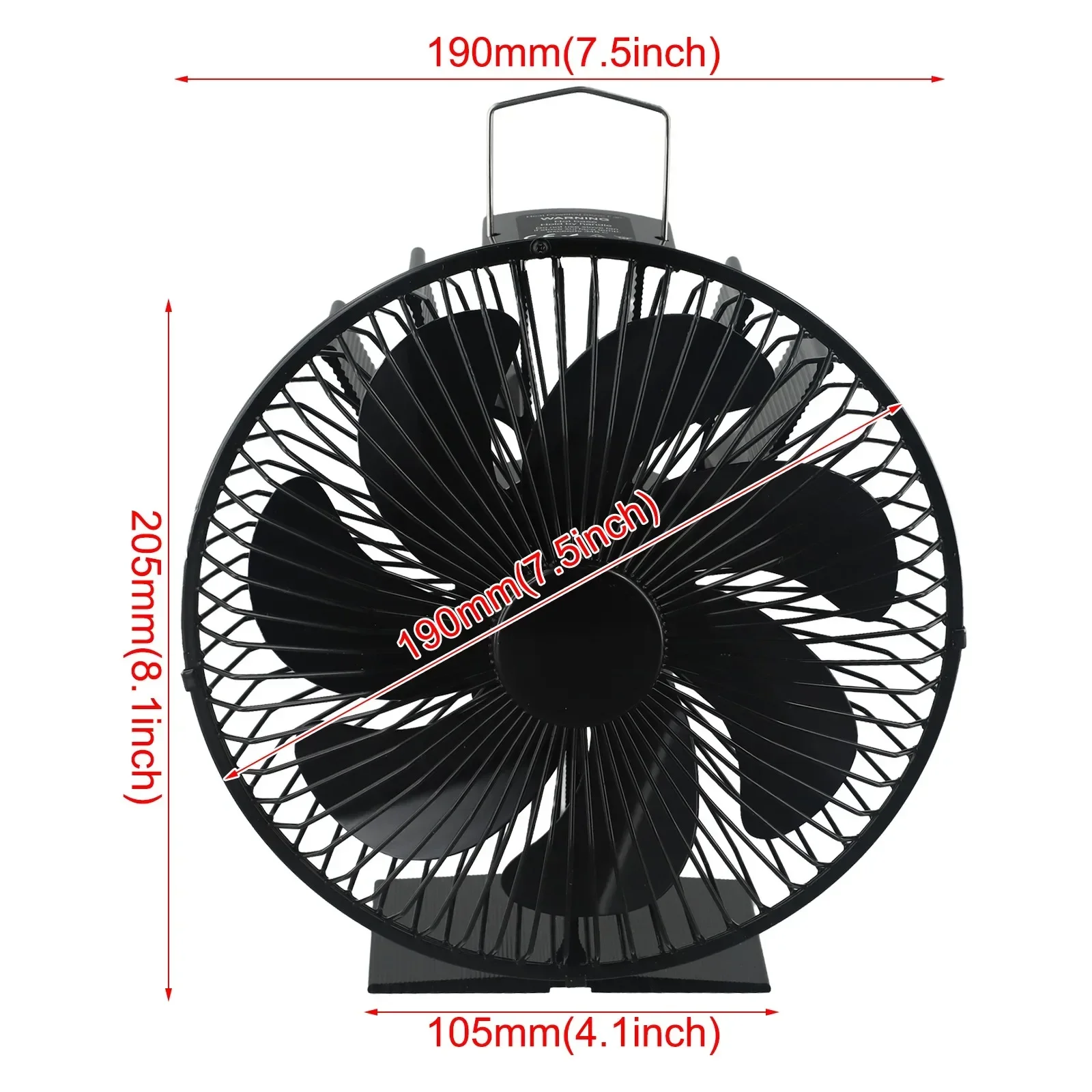 7 Blade Fan Fireplace Fan Efficient Heat Distribution High-Quality Material Protective Cover Rust Resistant Living Room