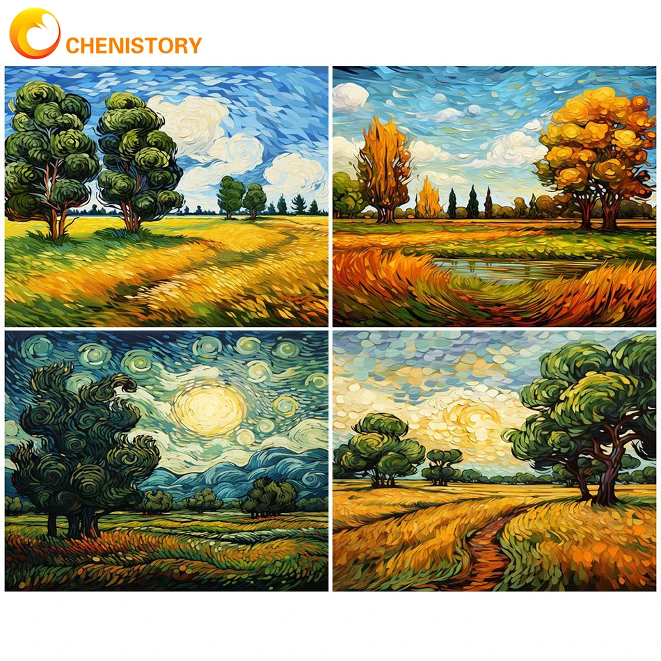 

PhotoCustom 40x50cm DIY Painting By Numbers Landscape Kits On Canvas Acrylic Paint For Adults Coloring By Numbers Decoration